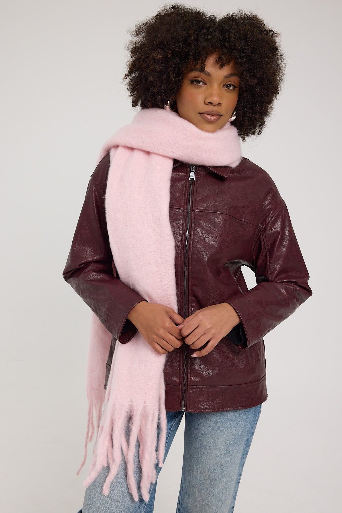Perfect Stranger Plush Oversized Knit Scarf Baby Pink