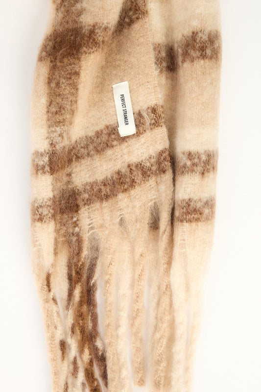 Perfect Stranger Check Plush Oversized Knit Scarf Brown Print