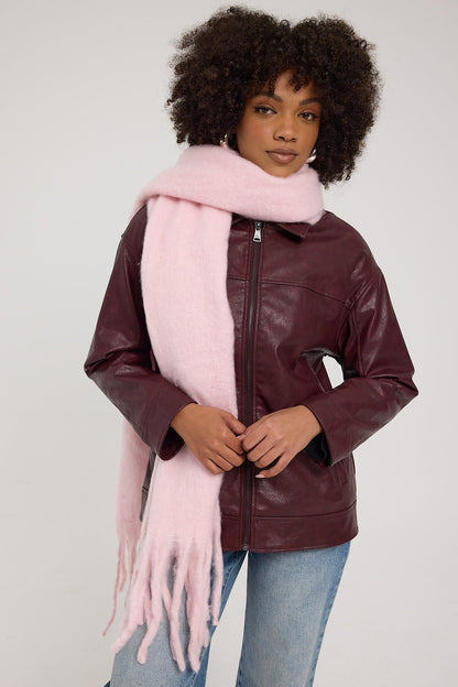 Perfect Stranger Plush Oversized Knit Scarf Baby Pink