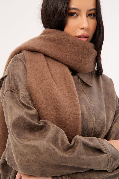 Perfect Stranger PLUSH OVERSIZED KNIT SCARF Brown