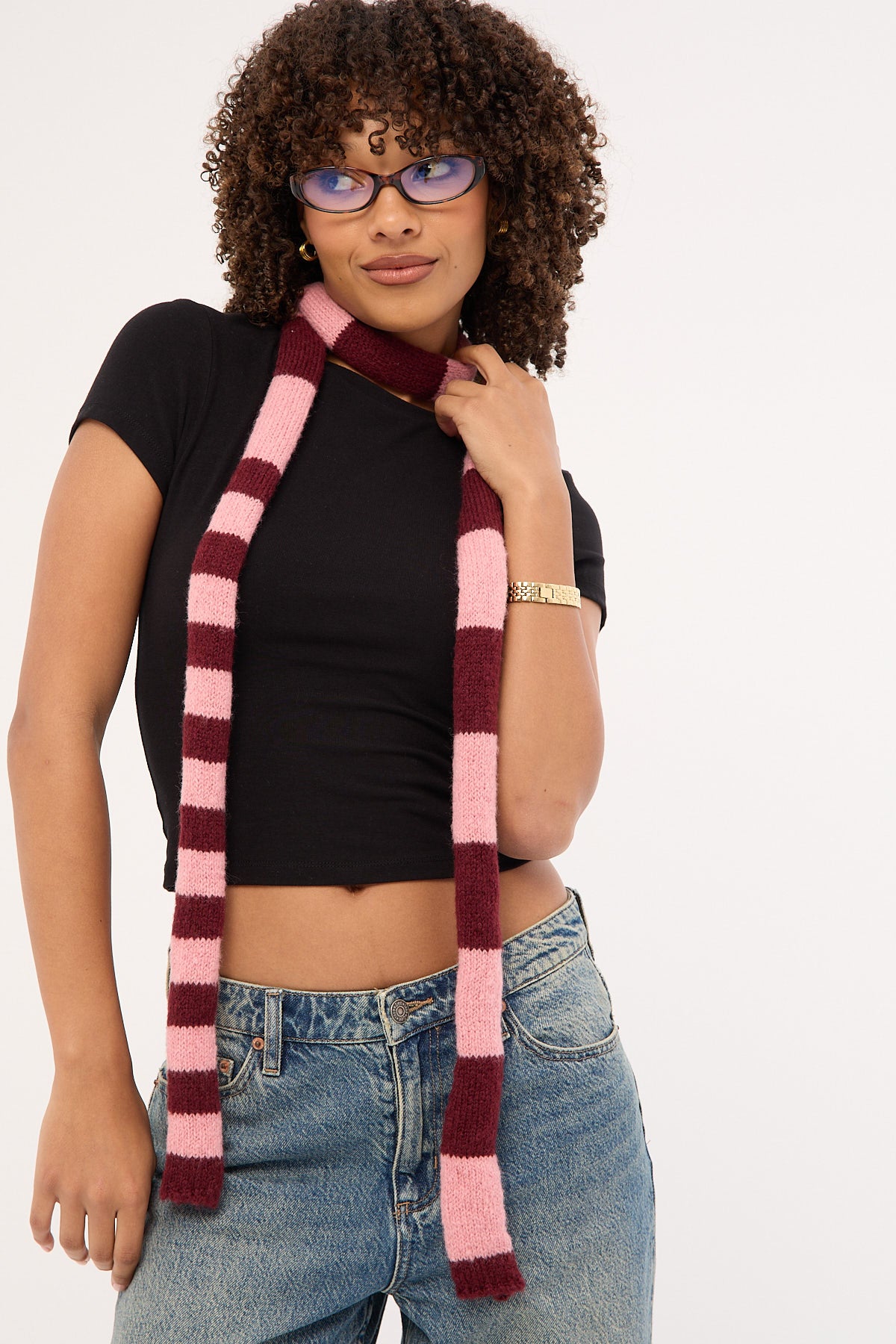 Token Striped Scarf Burgundy/Pink