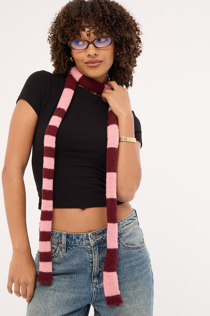 Token Striped Scarf Burgundy/Pink