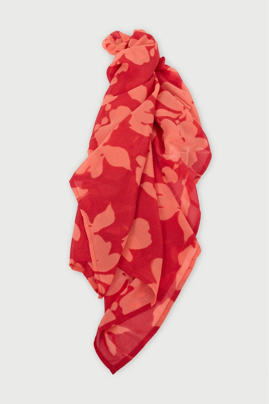 Perfect Stranger Zinna Scarf Red Print